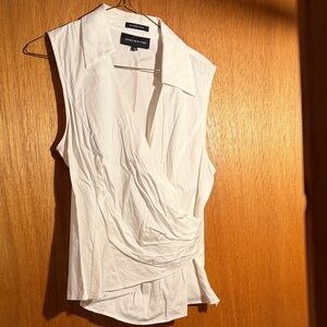 Jones New York White Sleeveless Wrap Blouse